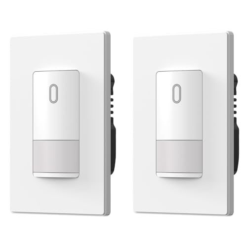 ELEGRP Matte White Single Pole Occupancy Motion Sensor Light Switch, Need Neutral Wire, 120° Sensor Coverage PIR Infrared Motion Activated, for CFL/LED/MLV/INC/HAL/Fan, UL,2 Pack - color: White, size: 2 Pack