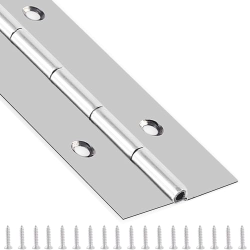 Piano Hinge 48 Inch x 3 Inch Heavy Duty Stainless Steel Piano Hinge - color: Silver, size: 48" Long x 3" Overall Width