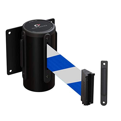 Crowd Control Warehouse Fixed Wall Mount Retractable Belt Barrier, 11 Ft - color: Blue & White Diagonal Stripes, size: Solid Color