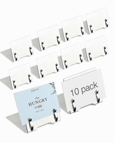 10 Pack Stainless Steel Card Holders, Waterproof Small Sign Holder 1.38 in