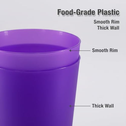 32 oz Plastic Cups Reusable set of 12, Large Plastic Tumblers Jewel - color: Jewel Tones