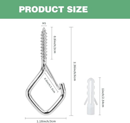 60 Pack 304 Stainless Steel Ceiling Hooks for Plants, Locking Clip - size: 60