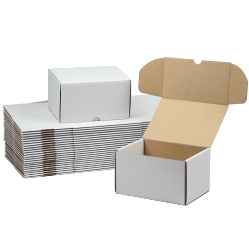 7x5x4 Inches Shipping Boxes Set of 25, White Corrugated Cardboard Box Literature Mailer for Packing Small Business - color: White, size: 7x5x4