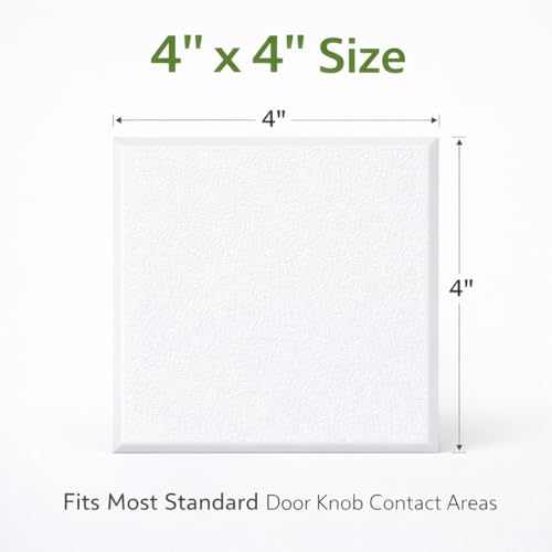 Wall Protector from Door Knob, 4" Square, White, 4 Pack