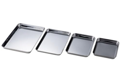 Takagi Stainless Steel Square Tray, Set of 4, Bulk Purchase, Cooking, Frying, Silver, Stackable Rectangular, Cooking Bat, Tray