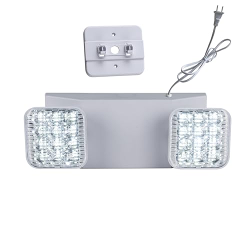 LED Emergency Lights with Plug in Cord for Business Home Power Failure,300lm 4Hours Emergency Exit Lighting Fixtures with Battery Backup,UL 924 AC85-277V - color: White, size: Square with Plugs