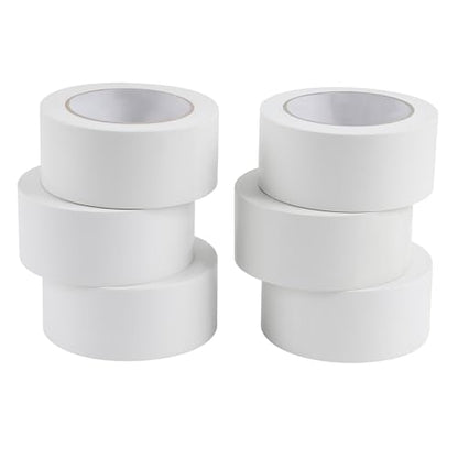 Lichamp 6 Rolls Vinyl Tape, 2" x 36 Yards per Roll, 216 Total Yards, White - color: White