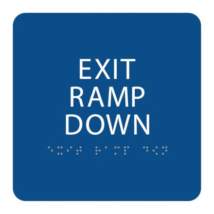 Alpha Dog Exit Ramp Down Sign, 6x6 ADA Braille Sign, Blue - color: Blue, size: Exit Ramp Down