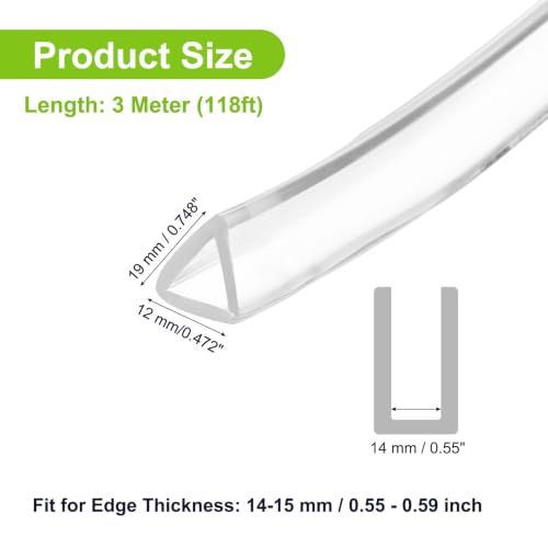 PATIKIL Rubber Seal Strip, 10Ft Flexible U Channel Edge Trim Protector Soundproof Door Seal Strips Fit 14-15mm Thick Edge, 3/4"(19mm) Width, 15/32"(12mm) Height, Transparent - size: 3/4"(19mm ) x 15/32"(12mm )