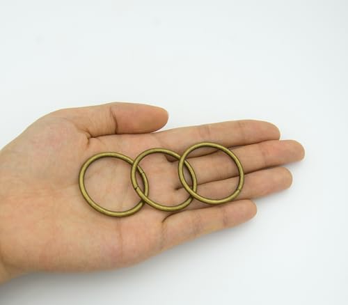 40pcs 4 Sizes O Rings Welded Strong Metal Heavy Duty Round Ring for Pet Collars Buckle Belts Strap Webbing Sewing - color: 5/4"(32mm) Bronze 10pcs
