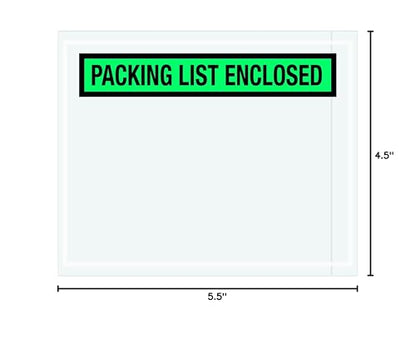 Tape Logic TLPL455 "Packing List Enclosed" Envelopes, Panel Face, 4 1/2" x 5 1/2", Green (Pack of 1000)
