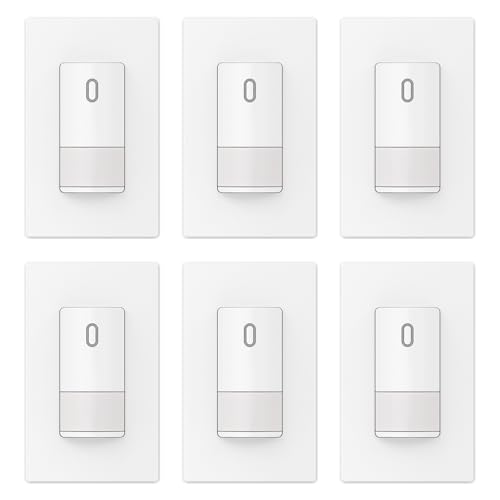 ELEGRP Matte White Single Pole Occupancy Motion Sensor Light Switch, Need Neutral Wire, 120° Sensor Coverage PIR Infrared Motion Activated, for CFL/LED/MLV/INC/HAL/Fan, UL, 6 Pack - color: White, size: 6 Pack