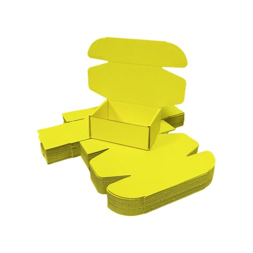 50 Pack 4.3x3.1x2 in Lemon Yellow Mini Shipping Boxes - color: Lemon Yellow, size: 4.3x3.1x2 in