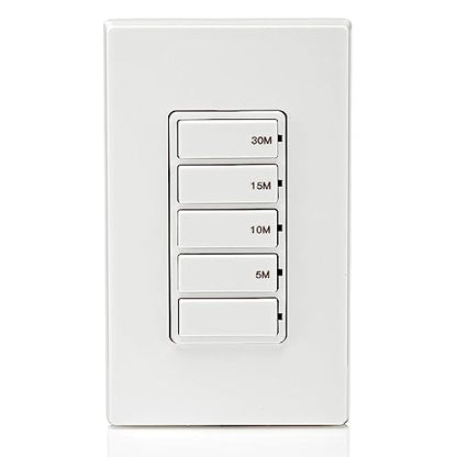 Leviton Countdown Timer Switch for Bathroom Fan and Household Lights,5-10-15-30 min,No Neutral Required,Single Pole,15A,1/2 HP/9.8A Fan/Motor,DT130-1LW,White,(Pack of 10) - size: 15 Amp (Pack of 10)