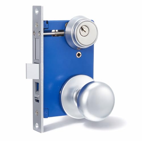 Tandefio 1 Set Double Cylinder Mortise Lock, Right Hand, Silver - color: Silver, style: Right Hand