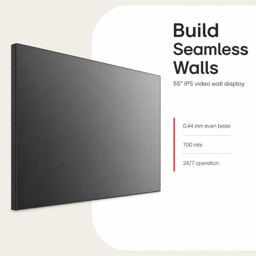 LG 55FHD Video Wall, 0.44mm Even Videowall, HDMI(2), DP(1), DVI-D(1), Audio in, RS232C in/Out, RJ45(LAN) in/Out, IR in, USB2.0(1), WebOs 4.1