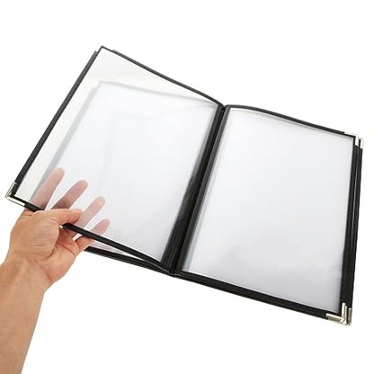 WOPPLXY 2 Pack Menu Covers, 8.5" x 11" Transparent Menu Covers, 6 Page 12 View Restaurant Menu Covers Menu Books Holder Fits A4 Size Paper, Menu Folder Menu Sleeves for Restaurant Bar Cafe