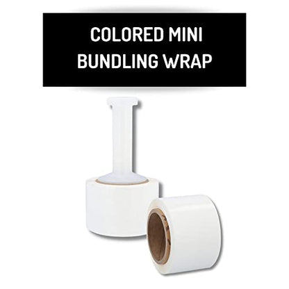 PSBM Dark White Mini Stretch Wrap with Plastic Handle, 648 Rolls 3 Inch x 1000 Feet 80 Gauge Heavy Duty Plastic Wrap Industrial Strength Shrink Film for Moving, Packing & Shipping - color: White, size: 648 Rolls