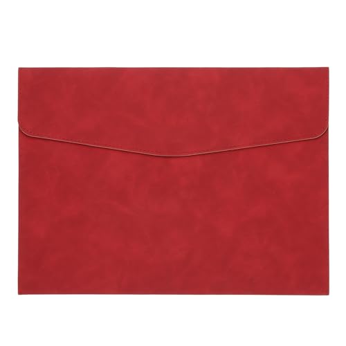 PATIKIL PU Leather A4 File Folder, Document Holder Filing Organizer Portfolio Envelope Folder Case with Snap Closure for Letter Receipt, Red - color: Red