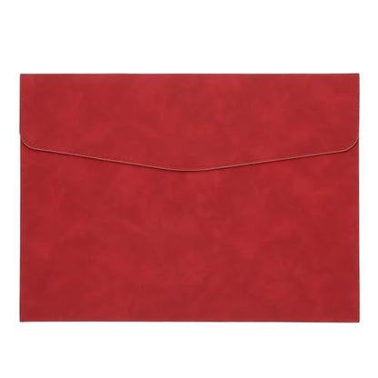 PATIKIL PU Leather A4 File Folder, Document Holder Filing Organizer Portfolio Envelope Folder Case with Snap Closure for Letter Receipt, Red - color: Red