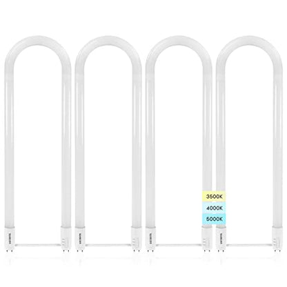 LUXRITE U Bend LED Tube Light, T8 T12, 17.5W (32W Equivalent), 3CCT, 4 Pack - color: 3cct (3500k/4000k/5000k), size: 4 Count (Pack of 1)