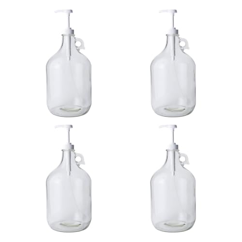 Glass Laundry Detergent Dispenser 4-Pack with Pumps | 1 Gallon Glass Jug - size: 1 Gallon - 4 Pack