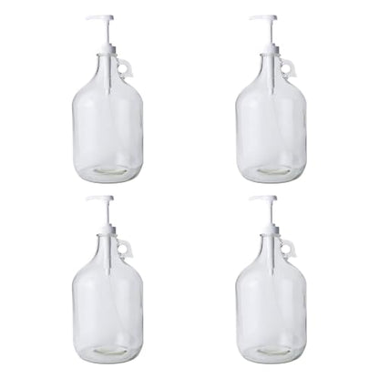 Glass Laundry Detergent Dispenser 4-Pack with Pumps | 1 Gallon Glass Jug - size: 1 Gallon - 4 Pack