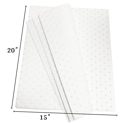 Autocare Heavyweight Oil Absorbing Pads | White Absorbing Heavy Weight Oil-Only Absorbent Mat Pad | 15" x 20" | 50 Oil Absorbent Pads |
