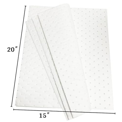 Autocare Heavyweight Oil Absorbing Pads | White Absorbing Heavy Weight Oil-Only Absorbent Mat Pad | 15" x 20" | 50 Oil Absorbent Pads |