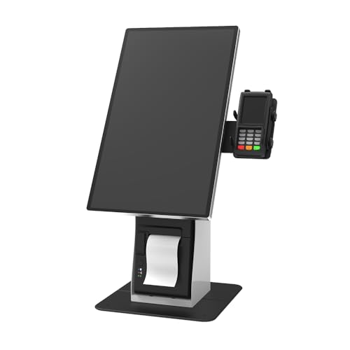 Kiosk Countertop Stand for 21.5" Computer Monitor with Printer Space and Card Reader Holder, All Metal Heavy Duty SF-2205C