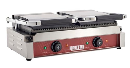 Kratos Commercial Electric Panini Sandwich Grill with Grooved Plates - size: Large w/ Grooved Plates