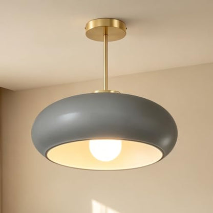 15.7″‌ Large Ceiling Lamp Gold Brass 1Light Classic Gray Glass Shade - color: 15.7″-Gray
