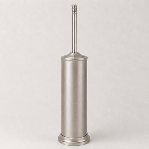 Nickel Toilet Brush and Holder Set，Extra Long Handled Toilet Bowl Brush and Holder，Stainless Steel Heavy Duty Toilet Brush for Bathroom,Deep Cleaning Modern Toilet Cleaner Slip Base - color: Nickel