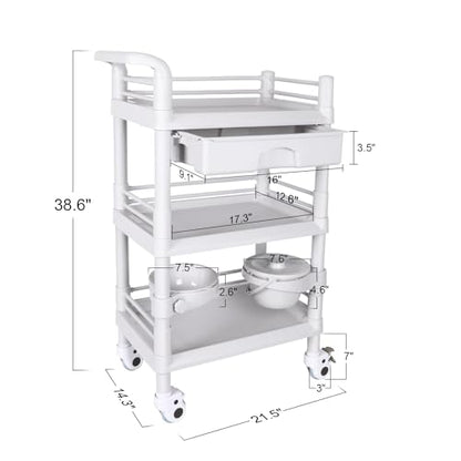Mobile Medical Trolley Cart 3-Tier 220Lbs Utility Carts for Ultrasound - color: 3-tier Light Gray