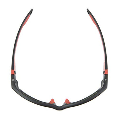 X Power ANSI Z87+ Safety Sunglasses Impact Resistant Polycarbonate Lens & Double Injection Frame - color: 003 Black & Red Frame / Dark Grey Lens