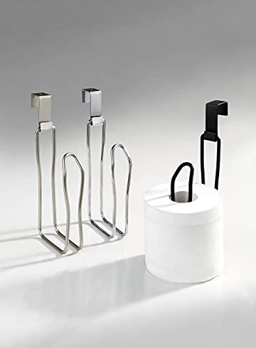 SunnyPoint Over The Tank Toilet Tissue Paper Roll Holder Dispenser and Reserve for Bathroom Storage and Organization - Metal, Hanging, Holds 1 Roll (Satin Nickel) - color: Satin Nickel