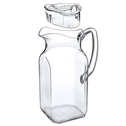 Amazing Abby - Quadly - Plastic Pitcher (64 oz, 2 Quart), Clear Water Pitcher with Lid, Fridge Jug, BPA-Free, Shatter-Proof, Great for Iced Tea, Sangria, Lemonade, Juice, Milk, and More - style: Quadly (64 oz)