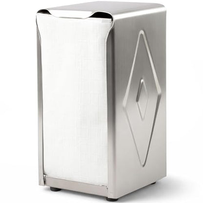 San Jamar H900X Tall Fold Restaurant Style Napkin Dispenser, 7-1/2" x 3-3/4", 150 Capacity, Satin Stainless