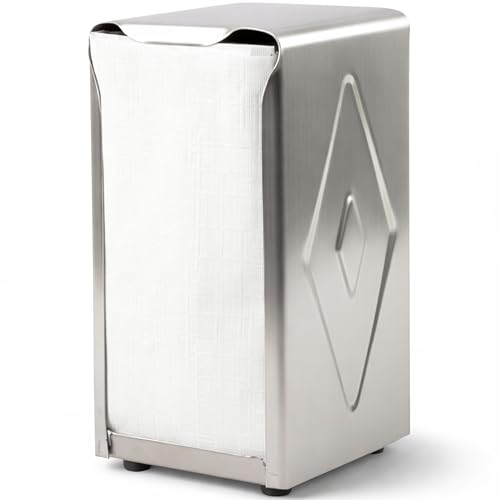 San Jamar H900X Tall Fold Restaurant Style Napkin Dispenser, 7-1/2" x 3-3/4", 150 Capacity, Satin Stainless