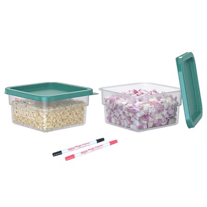 2 Pack 2 QT Commercial Food Storage Containers with Lids, BPA-Free Translucent Square Containers for Spices, Pet Food, Treats, Ingredients and Kitchen Organization with FIFO Label Area - size: 2 X 2.0(QT)