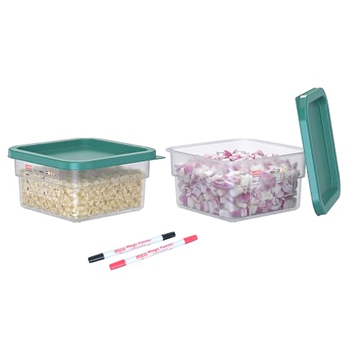 2 Pack 2 QT Commercial Food Storage Containers with Lids, BPA-Free Translucent Square Containers for Spices, Pet Food, Treats, Ingredients and Kitchen Organization with FIFO Label Area - size: 2 X 2.0(QT)