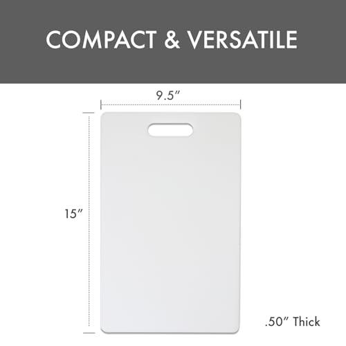 Dexas NSF Polysafe Cutting Board with Handle, 9.5 x 15 Inches, Reversible Non-Slip Kitchen Cutting Board, White - size: 9.5"L x 15"W, style: Flat