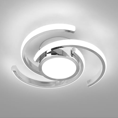 ADISUN LED Modern Ceiling Light,6000K Semi Flush Mount Ceiling Light Fixture,Unique Ceiling Lights for Living Room Bedroom Corridor Aisle Hallway Indoor Ceiling Lamp (D11 in*H2.9 in; 33W) - color: Chrome, size: 1 Pack