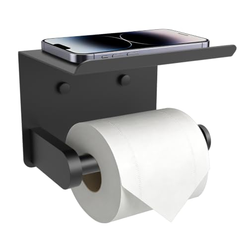 SetSail Toilet Paper Holder with Shelf, Matte Black - color: Matte Black, size: 1 Packs
