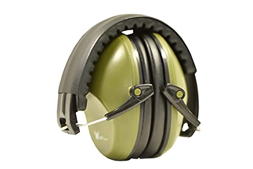 G & F Products Earmuff hearing protection with low profile passive folding design 26dB NRR and reduces up to 125dB - color: Army Green Earmuff
