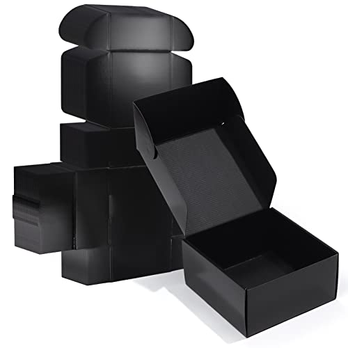ZBEIVAN 8x8x4 Black Shipping Boxes, 20 Packs Corrugated Cardboard Mailer Boxes for Packaging Small Business Mailing Gifts Wrap Boxes with Lids - color: black, size: 8x8x4