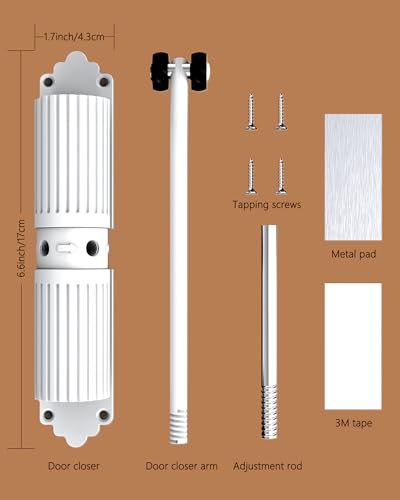 2 Pack White Adjustable Door Closers, to Convert Hinged Doors to Self Closing Doors.Up to 140LB can be Pushed - color: 2 Pack white