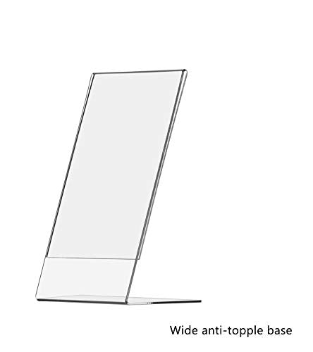 Marketing Holders Acrylic Sign Holder for 4" x 9" Literature Clear Slanted Plexiglass Countertop Graphic Image Side Load Display Stand for Retail Stores Hotels Offices and Restaurants - size: 4"W x 9"H Side Load