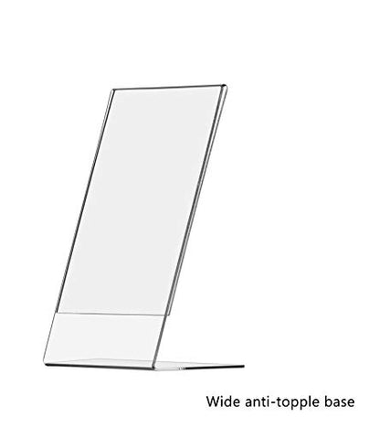 Marketing Holders Acrylic Sign Holder for 4" x 9" Literature Clear Slanted Plexiglass Countertop Graphic Image Side Load Display Stand for Retail Stores Hotels Offices and Restaurants - size: 4"W x 9"H Side Load
