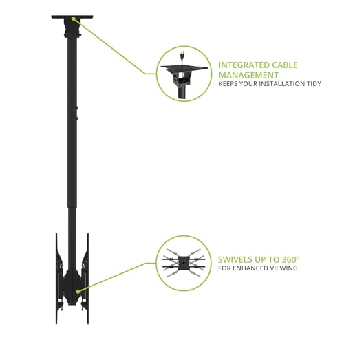 Kanto CM600BTB Back-to-Back Dual TV Ceiling Mount for 40” to 80” TVs | 200 lb Weight Capacity | Height Adjustable | Up to +15°/-6° Tilt | Hidden Cable Management | 360° Rotation | Black - style: Commercial - Back to Back - For 40" to 45" TVs - Black